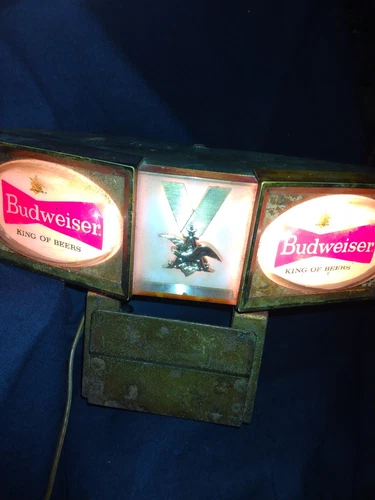VINTAGE BUDWEISER KING OF BEERS LIGHT BAR REGISTER SIGN  11"