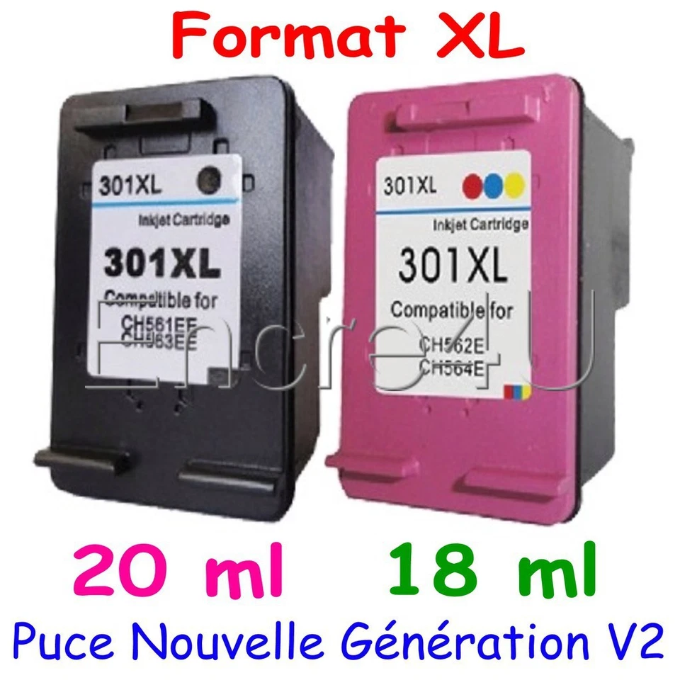 Cartouches d'encre compatibles avec HP301 HP 301 XL Noir / Couleurs : x 1 ou Lot - Photo 1/1