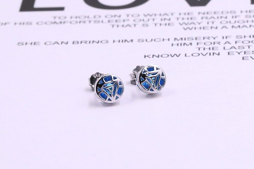 Iron Man Arc Reactor Stud Earring 925 Sterling Silver Cosplay Jewelry - Picture 2 of 7