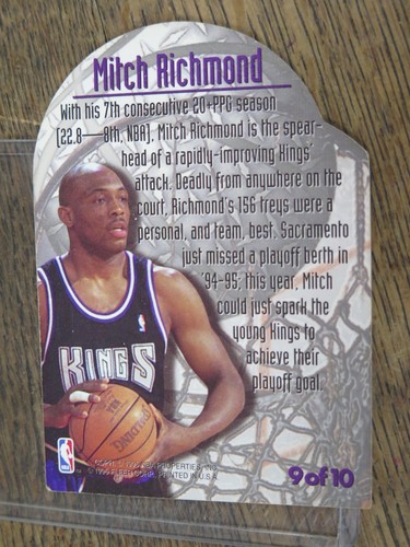 1995-96 Fleer Metal Maximum Metal Die-Cut MITCH RICHMOND #9 Sacramento Kings - Picture 5 of 5