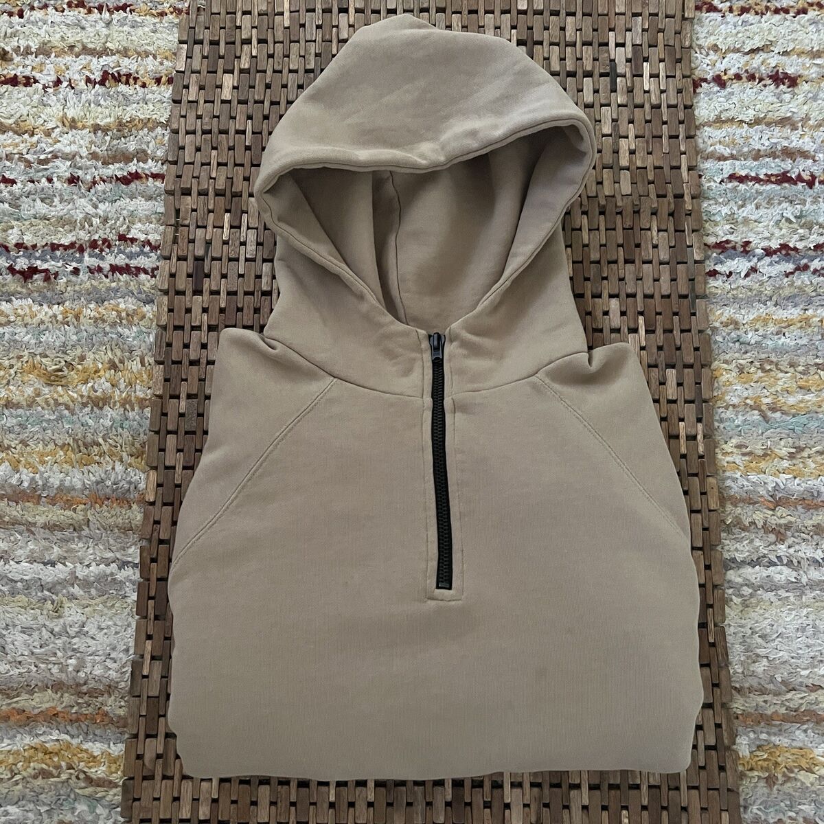 Fear Of God Essentials 1/4 Zip Anorak Pullover Hoodie Taupe Fear Of God Essentials 1/4 Zip Anorak Pullover Hoodie Taupe