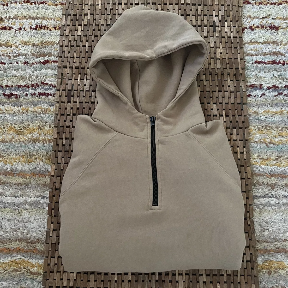 Fear Of God Essentials 1/4 Zip Anorak Pullover Hoodie Taupe Men's