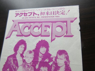 Accept 1985 Japan Tour Book w Promo Flyer for Osaka Concert UDO