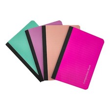 4 Pack Small Composition Book 60 Sheets Wide Rule 5" x 7" Pink Aqua Peach Purple