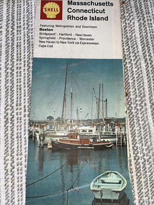 SHELL  MASSACHUSETTS CONNECTICUT RHODE ISLAND Road Map 1968