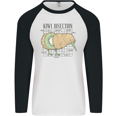 Lustiges Baseball-T-Shirt Kiwi Obst Vogel Präparieren Herren L/S