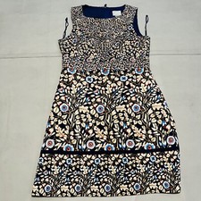 Anthropologie Maeve Women Blue Sleeveless Slip Midi Floral Sheath Dress-10-8500