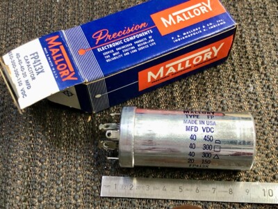 Mallory FP413X Kondensator 40/40/20/20µF m. 450/300/300/150VDC bitte Text lesen