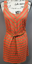 edge Sheath Dress Girls M Multi Chevron Belted Waist Lace Back Scoop Neck Button