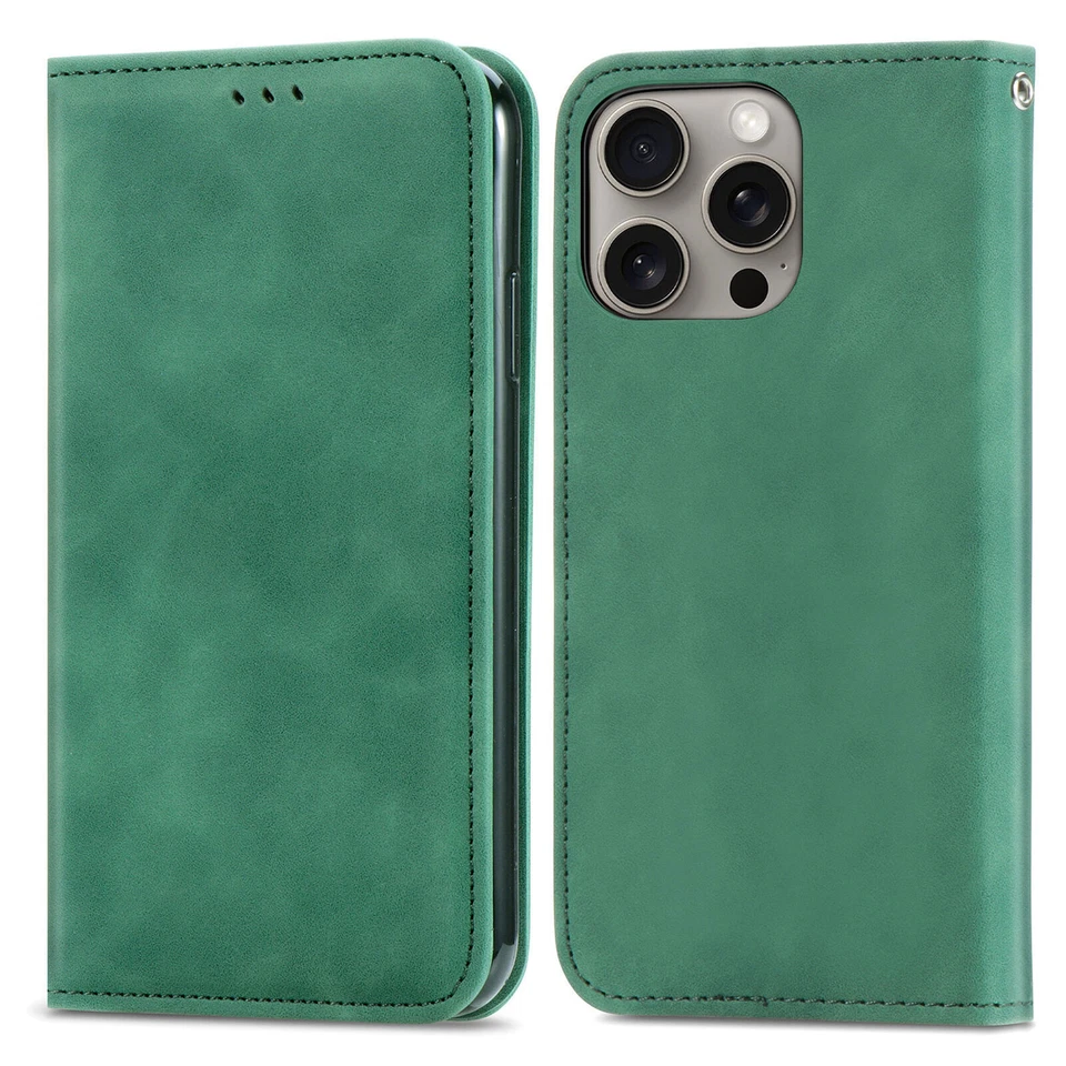 Skin Green Wallet Phone Case For iPhone Huawei Samsung TCL Honor ZTE Sony Moto - Image 3 of 4