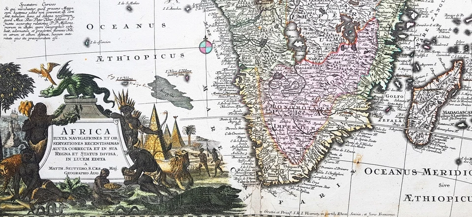 1730 Georg Mattraus Seutter Large Antique Map of Africa, beautiful hand colour - Image 2 of 3