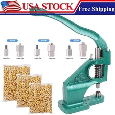 Hand Press Heavy Duty Eyelet Grommet Machine Punch Tool Kit 3 Dies 1500 Grommets