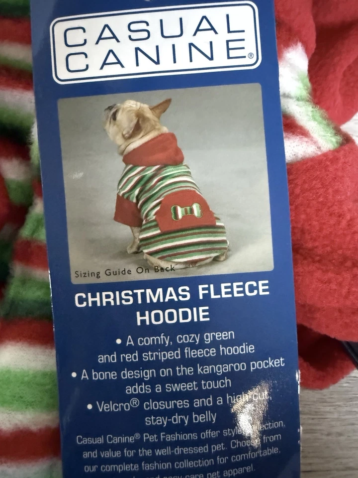 Abrigo informal canino de Navidad a rayas para perro con capucha pequeño Foto 2 de 4