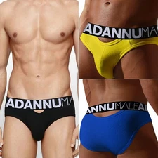 ADANNU Sexy Men Boxer Briefs Cotton Jockstrap Low Rise Sports Underpants Bikini