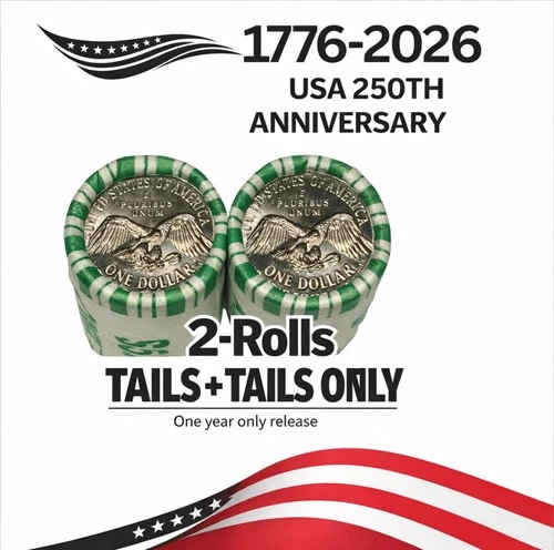 1776-2026 P&D Emerging Liberty Dime Uncirculated 2 Rolls Total Tails+Tails Only