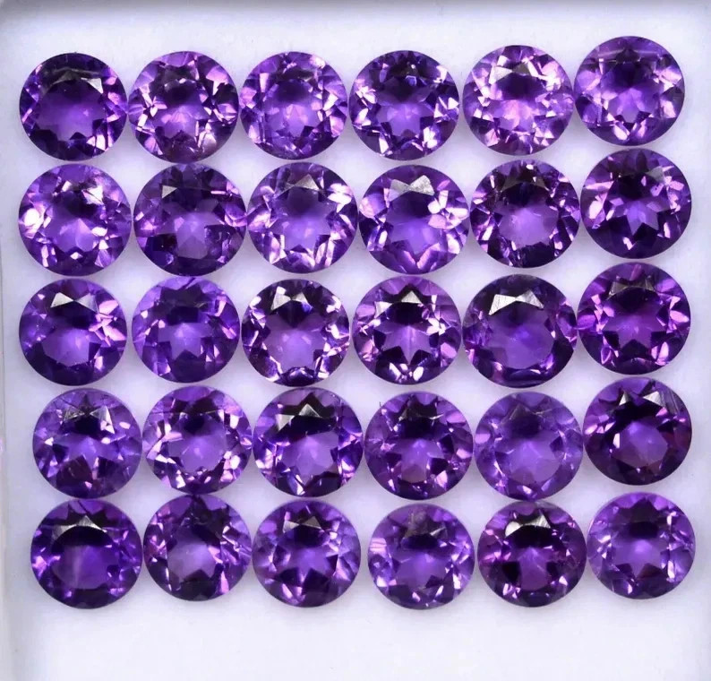 AAA+ Natural Amethyst  Faceted Round Shape Loose Gemstone