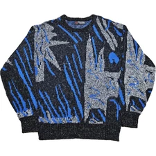 Vintage 80s Scandia Men's Abstract Retro Grunge Knit Sweater Size M