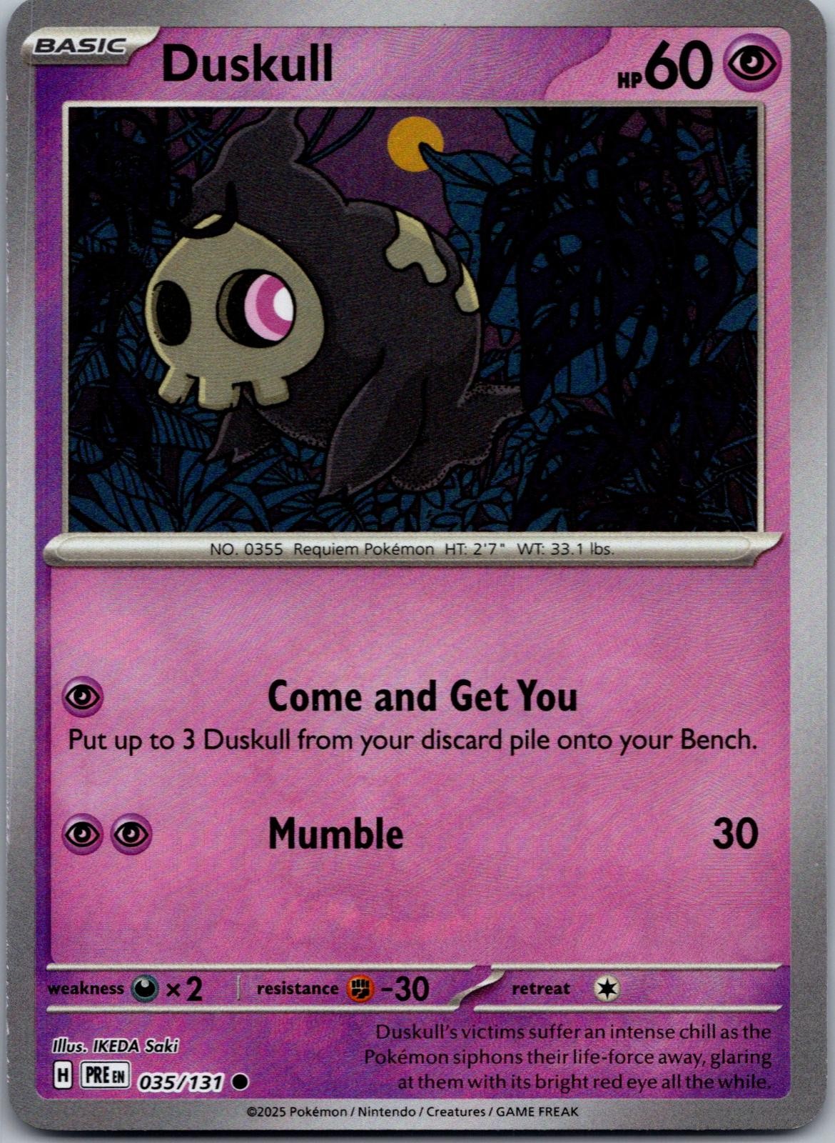 DUSKULL 035/131 COMMON SV: PRISMATIC EVOLUTIONS POKEMON NEAR MINT