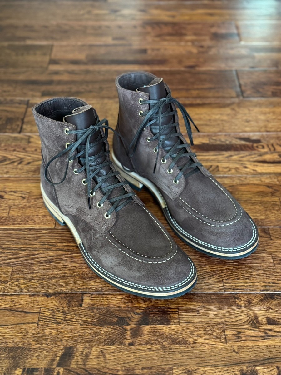 Nicks Handmade Boots 1964 Mahogony Brown Roughout Moc Toe 10.5 E
