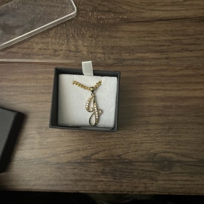 10k Gold J With Dimond 20inch Chain Chain Is Gold Filled Charm 10k