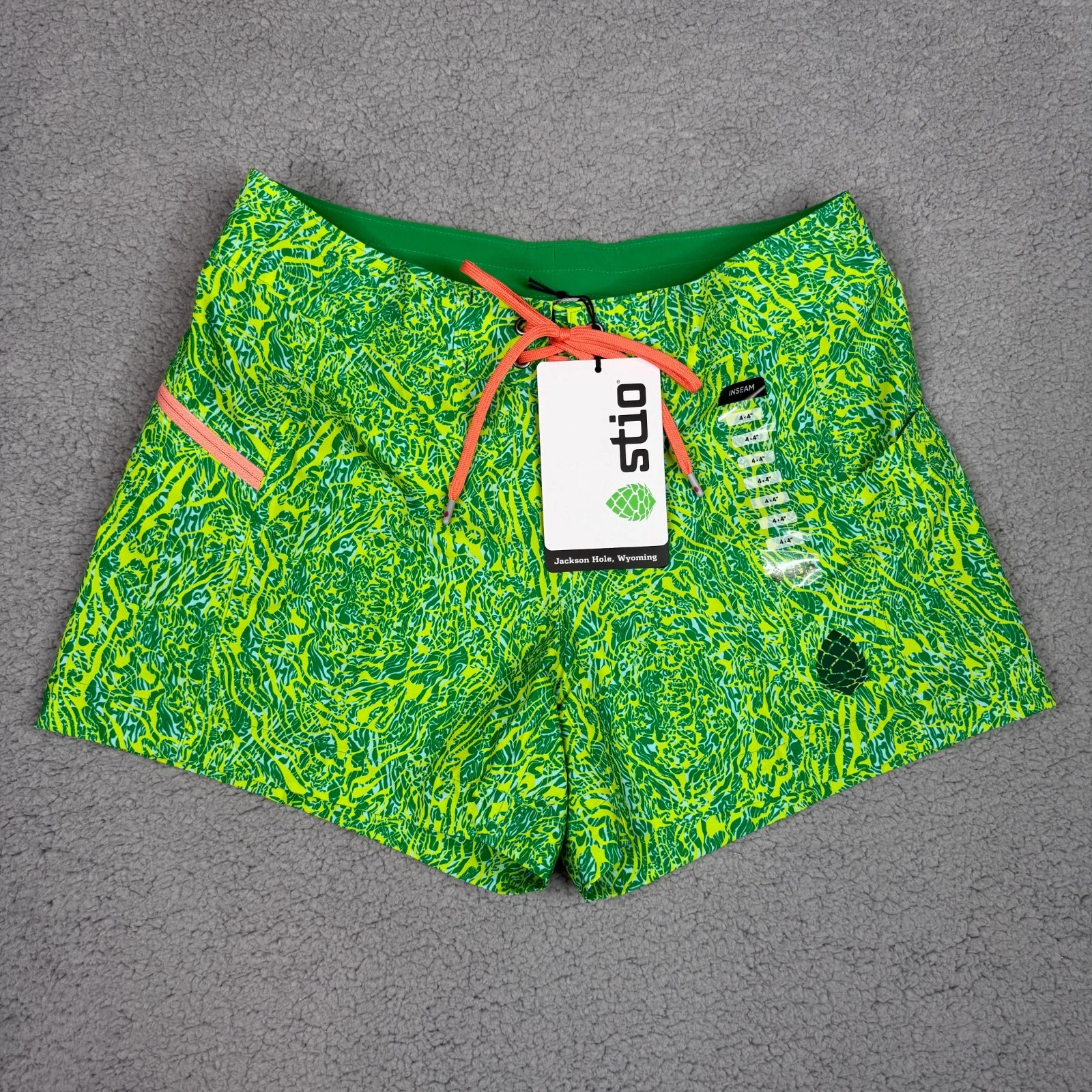 Stio CFS Board Short Womens 4 Green Waves 4" Swim Hike UPF Quick Dry Stretch NWT