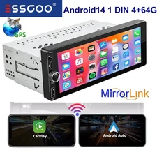 Android 14 Apple Carplay Car Stereo 1DIN GPS Navi RDS WIFI USB BT Touch Screen