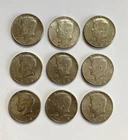 Lot of Nine 1965 - 1969 Kennedy Half Dollars 40% Silver