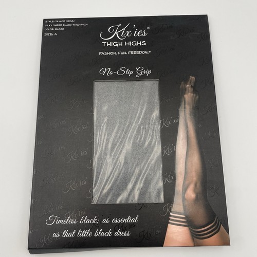 KIX'IES TAYLOR Essential Sheer Perfection Black Thigh Highs 1315A Size A - Picture 2 of 7
