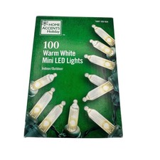 Home Accents Holiday 100 Mini LED Lights Warm White Green Wire Excellent 29ft