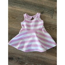 Janie and Jack Baby Girl Purple Striped Dress 3-6 months NEW Back Peep Cutout 8