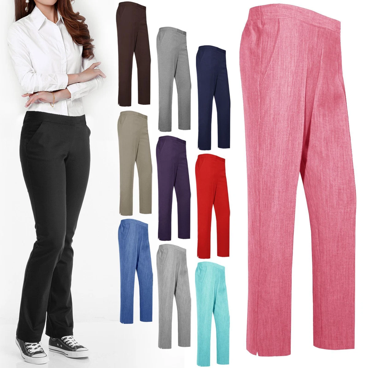 Buy Fashionable Cotton Lycra Stretchable Straight Fit Casual Cigarette Pants  for Girls/Ladies/Women (XL(30-34), Must) at Amazon.in