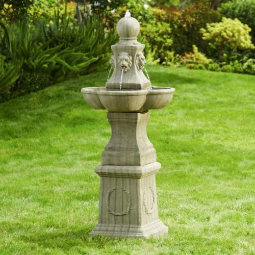 Tuscan Outdoor Floor Water Fountain 54&#034; Pedestal for Yard Garden Patio Deck