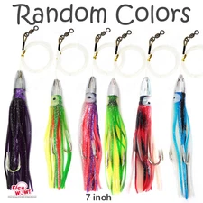 7" Random Color Fishing Bullet Jet Head Rigged Double Hook Trolling Tuna 3oz lot