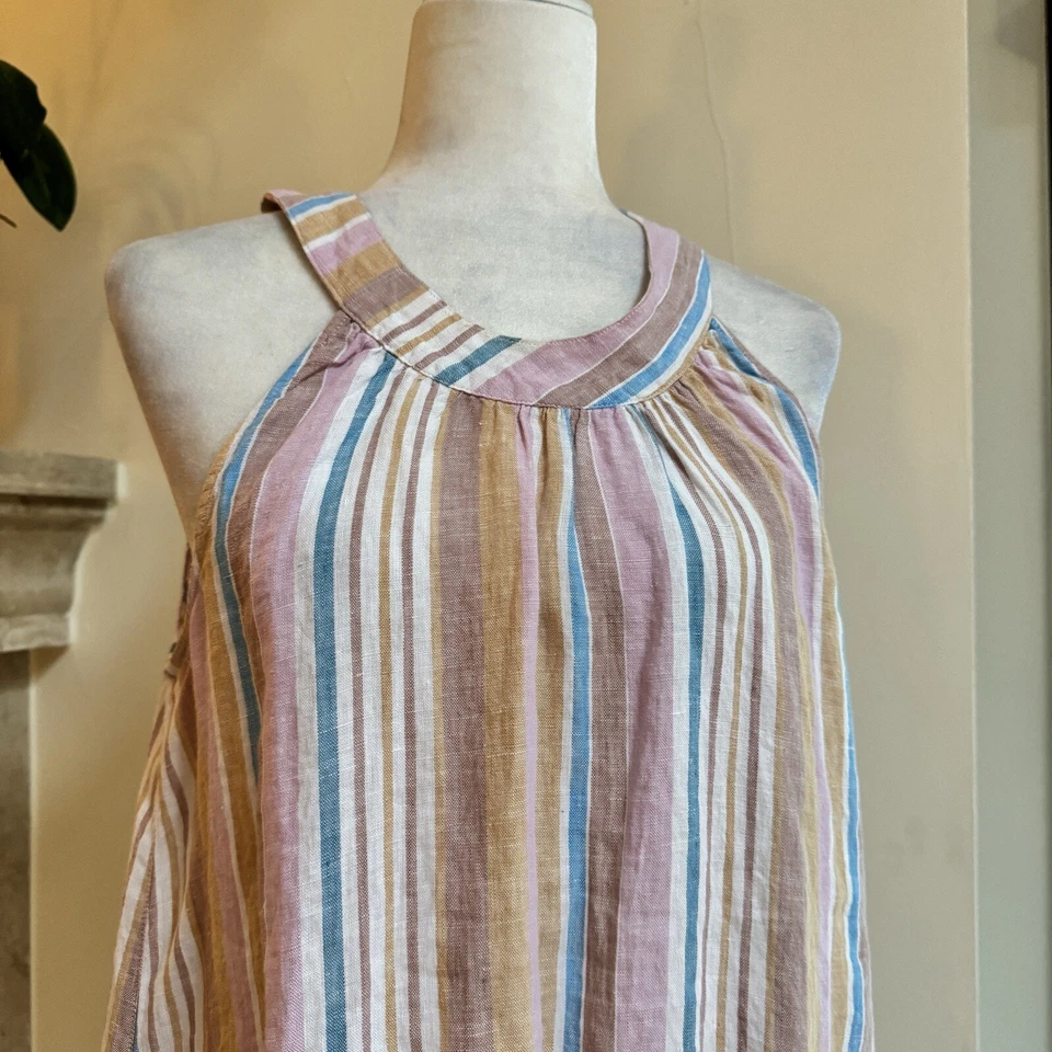 C&C California Multicolor Stripe Sleeveless Linen Women Size M Shift Beach - Image 4 of 4