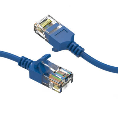 2Ft CAT6A UTP Slim Ethernet Network Booted Cable 28AWG Blue