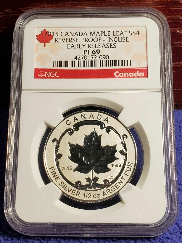 2015 CANADA $1 $3 $4 MAPLE LEAF .999 NGC PR69 PROOF INCUSE SET LOT OF 3 COINS - Image 3 of 4