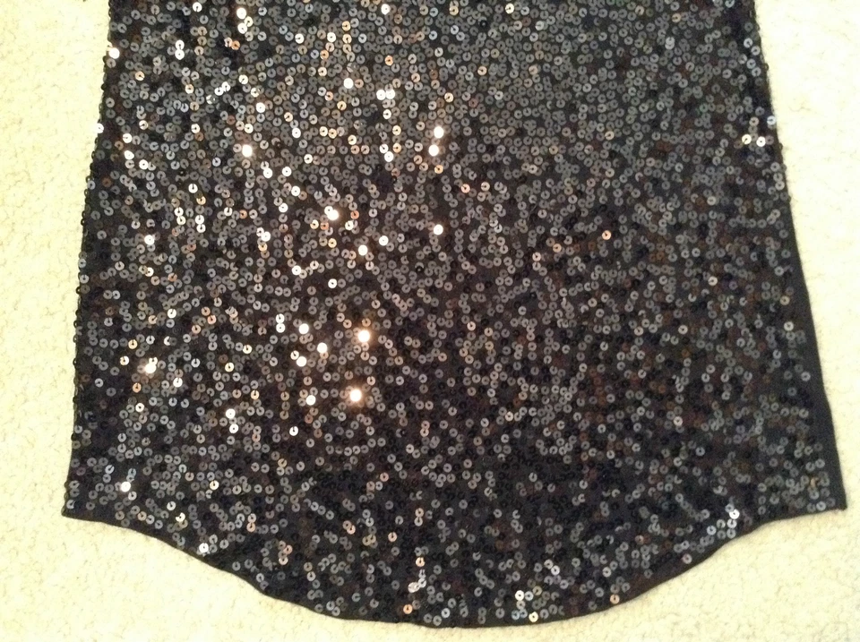 Б/у в отличном состоянии! Женская майка Express Dream Weight из хлопка черная/коричневатая с блестками размер XS/TP - Изображение 4 из 4