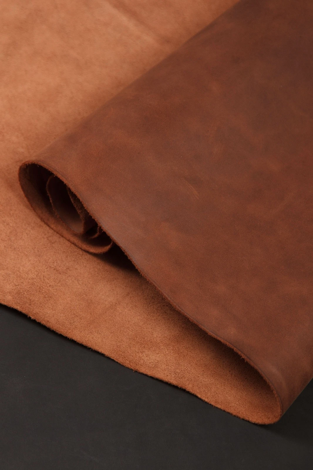 Premium Rustic Brown Aniline Full Grain Leather Hide 1.4mm (3oz) Genuine Leather