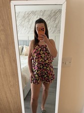 Woman’s Primark Pink Black And Yellow Floral Playsuit- Size 8