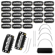 32mm Hairpieces Snap Clips for Hair Extensions Making Wig Accessories Set Tools 