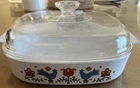 Vintage Corning Ware 1975 A-8-B Casserole Country Festival Blue Bird - Pyrex Lid