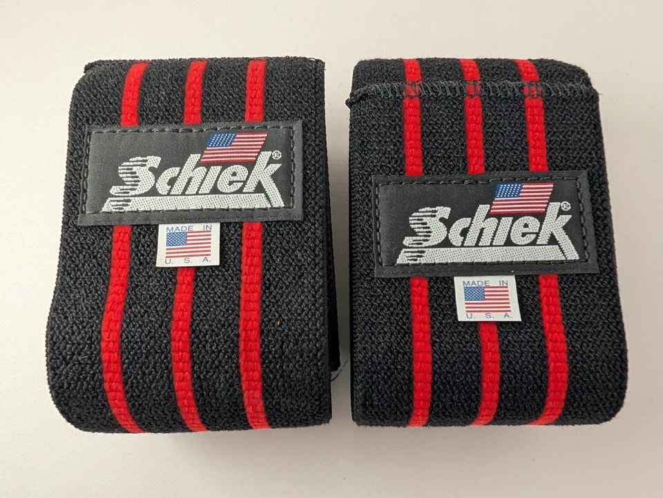 Schiek Knee Wraps Black/Red 78'L x 3"W - New Other, Weigh Lifting, Power Lifting - Image 1 of 4