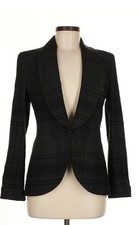 Ralph Lauren Vintage Made in Italy Wool Equestrian Gray/Blk Plaid Blazer 6