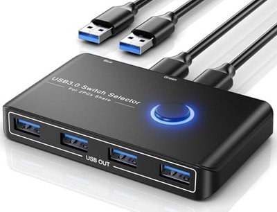 Usb 3.0 Switch Selector für 2 Computer, 4-Geräte-Switcher für Mac/Windows/Linux