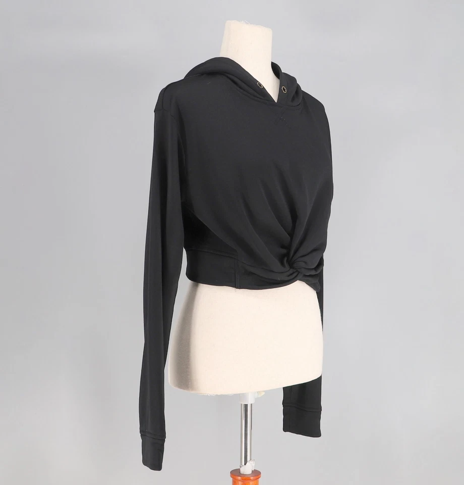 T BY ALEXANDER WANG $375 укороченный витой спереди черный толстовка с капюшоном размер S - Изображение 2 из 4