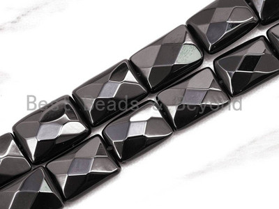 High quality Faceted Rectangle Shaped Black Onyx Natural Stone Beads, Gemstones
