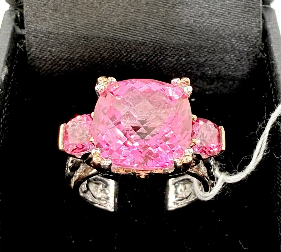 Michael Valitutti Gems En Vogue Sterling Silver Gold Ring Pink Topaz Sz 7 New - Image 3 of 4