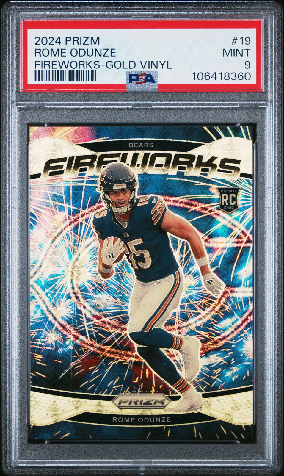 Rome Odunze Panini Prizm Fireworks #19 Gold Vinyl