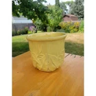 Vintage McCoy Pottery Yellow Calla Lily Jardiniere Planter Flower Pot (Hairline)