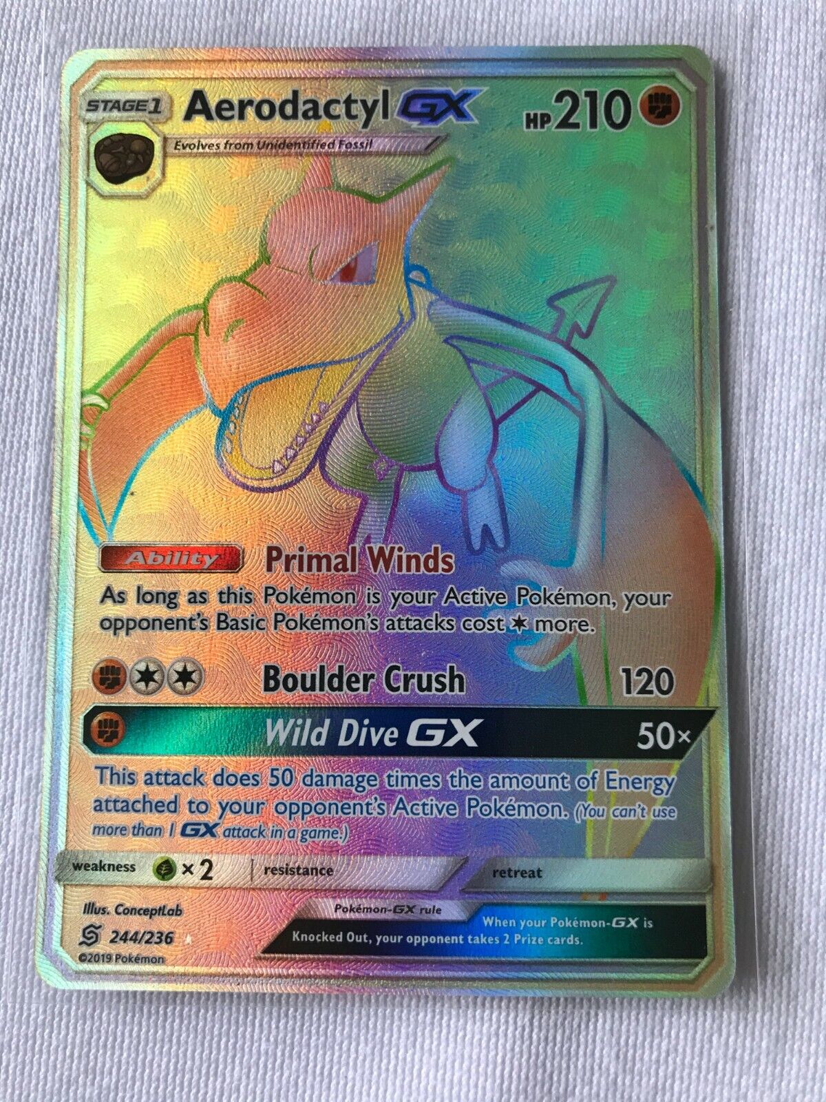 Carta Pokemon Aerodactyl Gx - Rainbow Full Art - Original Pt